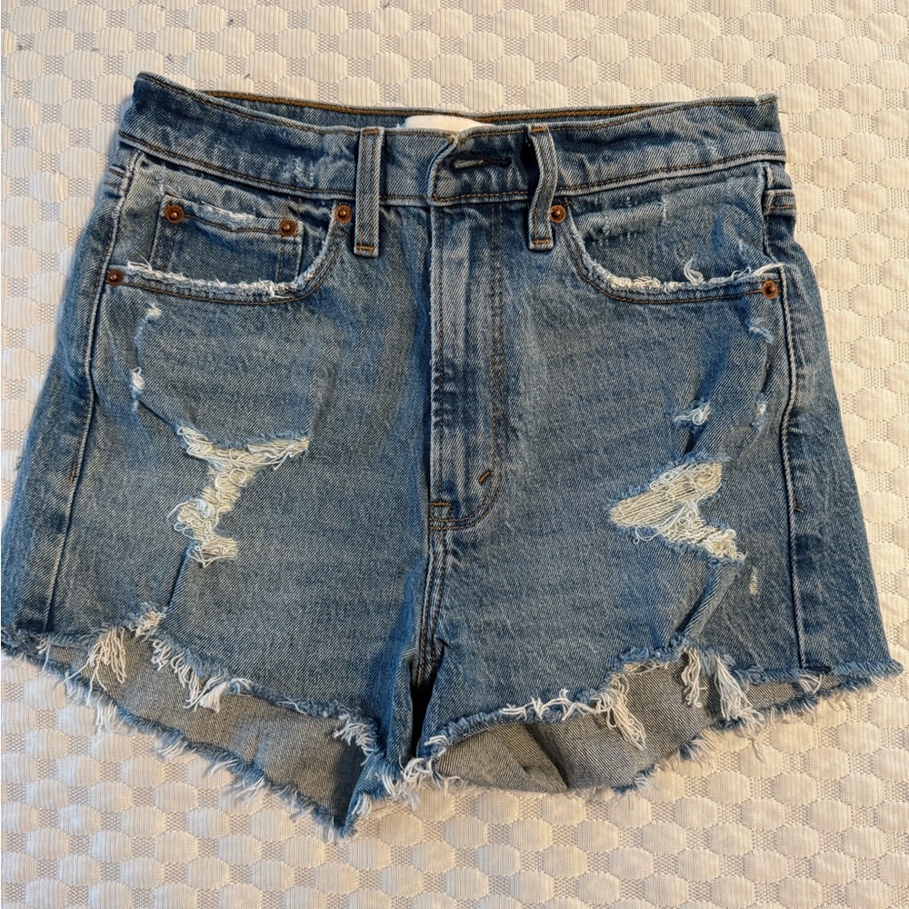 Abercrombie & Fitch Blue Distressed Jean Shorts